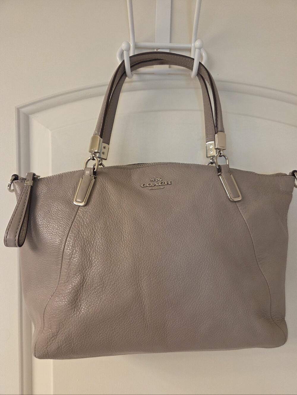 Coach Pebbled Leather Satchel in Taupe